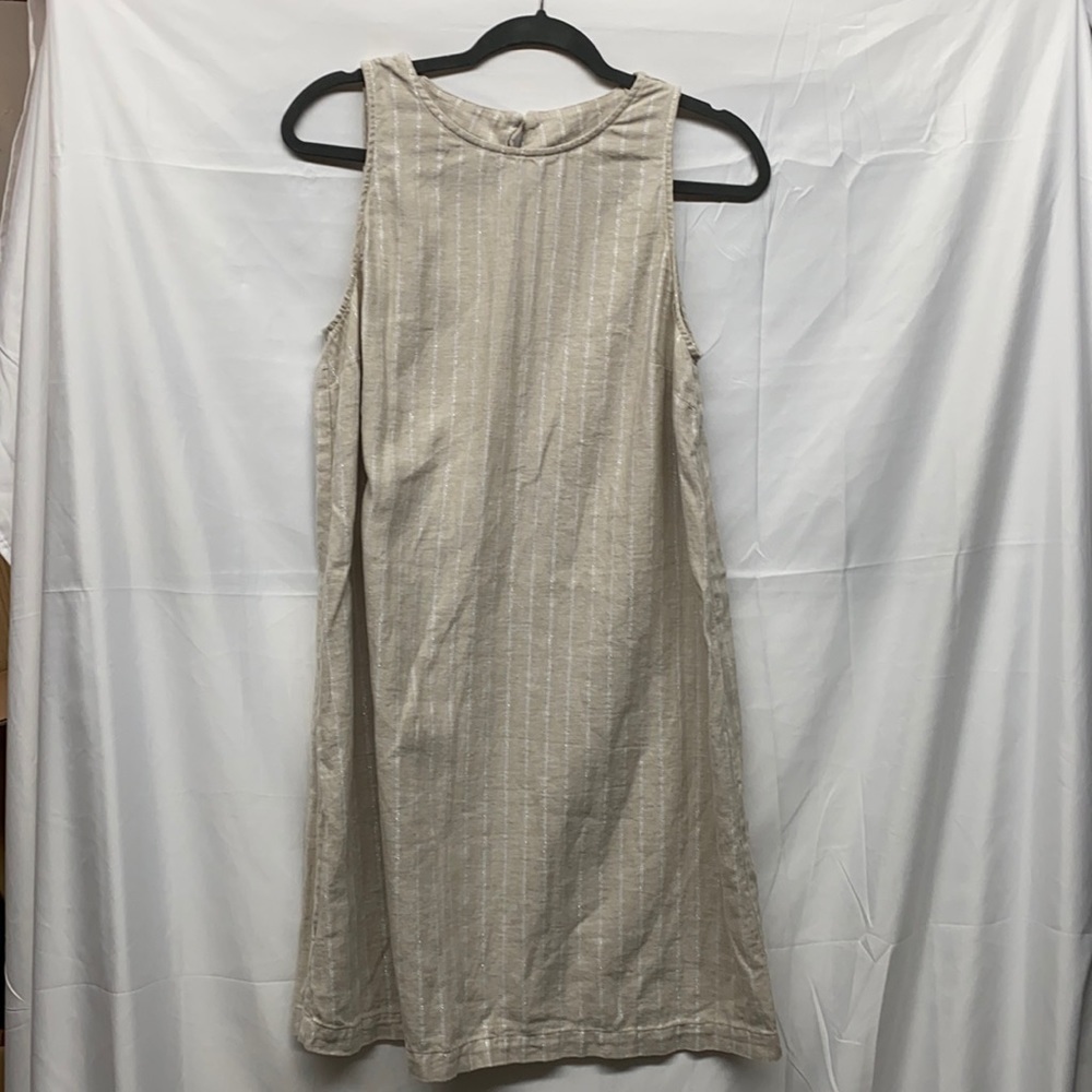 Ann Taylor LOFT Cream silver Striped Tank Dress sz 10